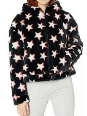 Rare UGG Australia Mandy Faux Fur Star Zip Up Hoodie Jacket